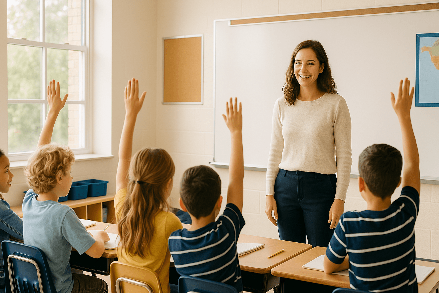 Teacher with students in class